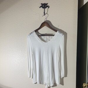 Zac & Rachel White Lace Detail Long Sleeve Top